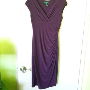 Ralph Lauren PurpleV Neck Cap Sleeve Dress Size 2